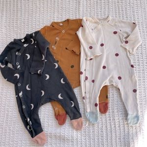 (3) footies from organic zoo 0-3m